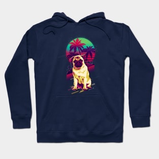 PUG Dog Retro Sunset Style Hoodie